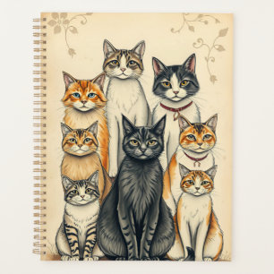 Vintag Inspiriert Cat Family Portrait Planer