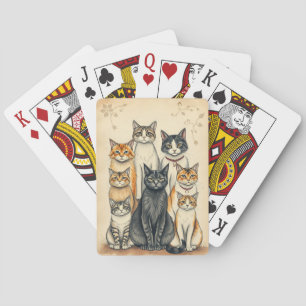 Vintag Inspiriert Cat Family Portrait Spielkarten