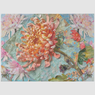 Vintag Inspiriert Chrysanthemum Collage Decoupage Seidenpapier