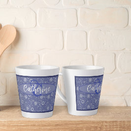 Vintag Inspiriert Elegant Blue Floral Latte Tasse