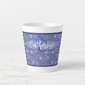 Vintag Inspiriert Elegant Blue Floral Latte Tasse (Vorderseite)