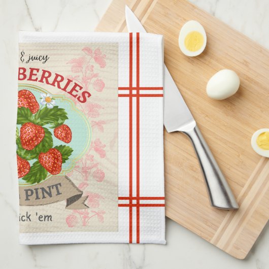 Vintag Inspiriert Erdbeere Geschirrtuch (Viertel Falte)