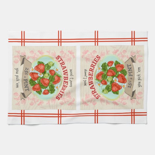 Vintag Inspiriert Erdbeere Geschirrtuch (Horizontal)