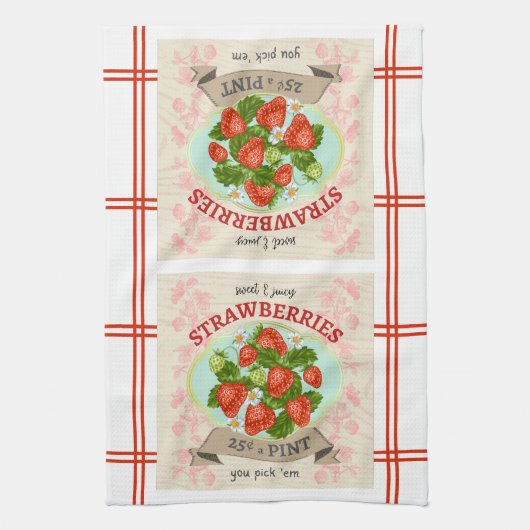 Vintag Inspiriert Erdbeere Geschirrtuch (Vertikal)