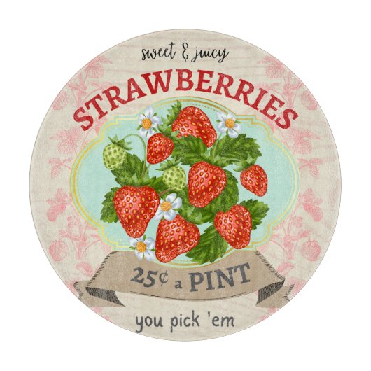 Vintag Inspiriert Erdbeerrunde Schneidebrett (Vorderseite)
