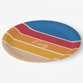 Vintag Inspiriert Farbstreifendesign Pappteller (Schrägansicht)