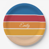 Vintag Inspiriert Farbstreifendesign Pappteller (Vorderseite)