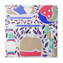 Vintag Inspiriert Folk Art Bowling Button und Tasc Fliese