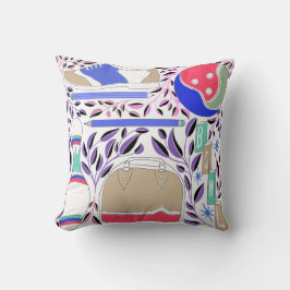 Vintag Inspiriert Folk Art Bowling Button und Tasc Kissen