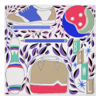 Vintag Inspiriert Folk Art Bowling Button und Tasc
