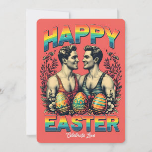 Vintag Inspiriert Gay Couple Artwork Osterkarte Feiertagskarte