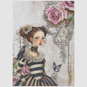 Vintag Inspiriert Goth Girl Lavender Rose & Raven Seidenpapier