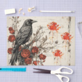 Vintag Inspiriert Grunge Rote Rosen Raven Seidenpapier (Handwerk)