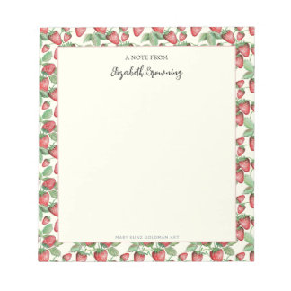 Vintag Inspiriert handGezeichnet Elegant Erdbeere Notizblock