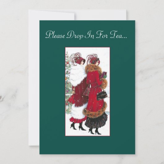 Vintag Inspiriert Holiday Tea Party Einladung. Einladung (Vorderseite)