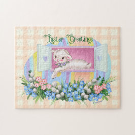 Vintag Inspiriert Lamm im Ostereier-Jigsaw-Puzzle Puzzle