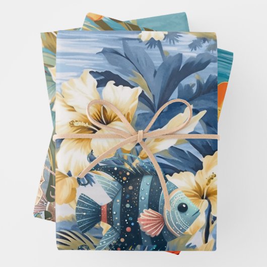 Vintag Inspiriert Meeresflora und -fisch Geschenkpapier Set (Beispiel)