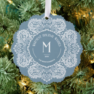 Vintag Inspiriert Monogramm-Weihnachtskarte Orname Ornament Karte