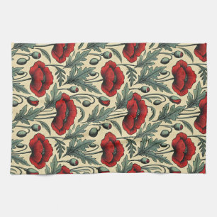 Vintag Inspiriert Muster für Rote Pfoten Geschirrtuch