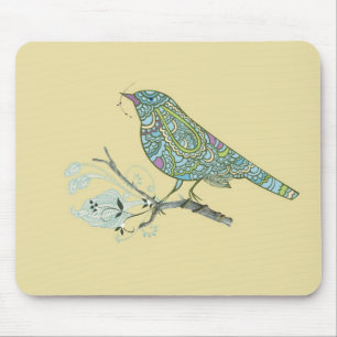 Vintag Inspiriert Niedlicher Gemusterter Vogel an Mousepad