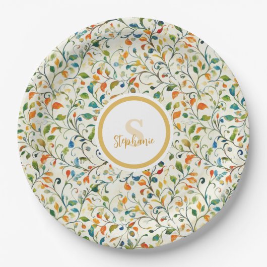 Vintag Inspiriert Paisley Leaf Muster (2) Pappteller (Vorderseite)