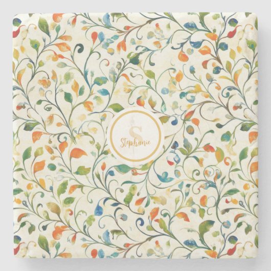 Vintag Inspiriert Paisley Leaf Muster (2) Steinuntersetzer (Vorderseite)