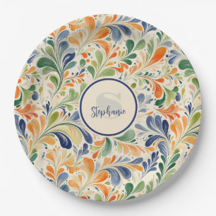 Vintag Inspiriert Paisley Leaf Muster (4) Pappteller