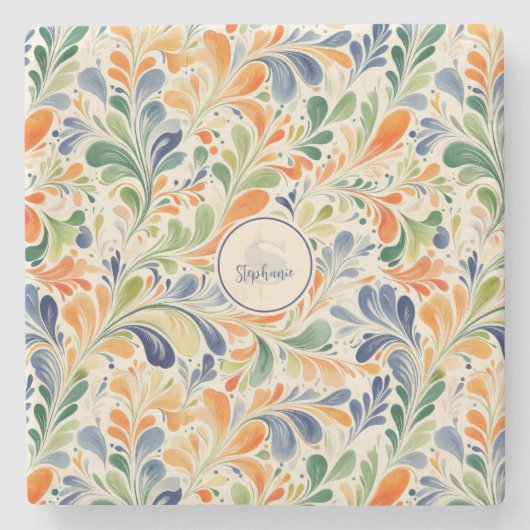 Vintag Inspiriert Paisley Leaf Muster (4) Steinuntersetzer (Vorderseite)