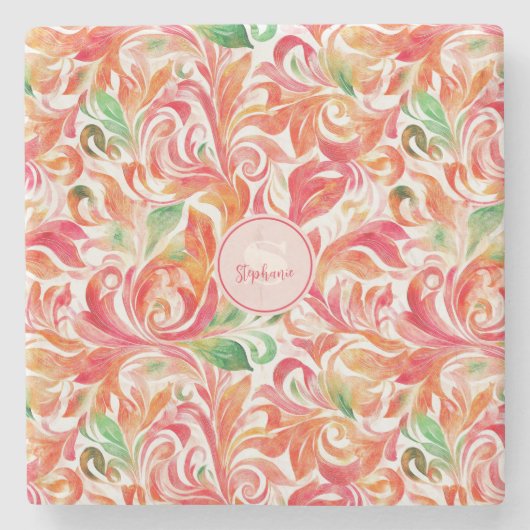 Vintag Inspiriert Paisley Leaf Muster (5) Steinuntersetzer (Vorderseite)