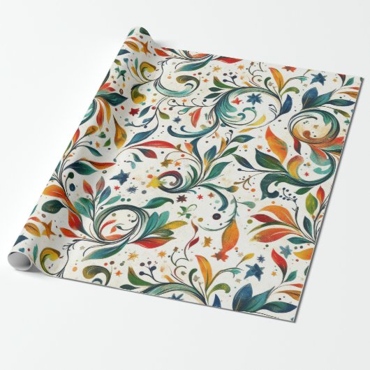 Vintag Inspiriert Paisley Leaf Muster Geschenkpapier (Ungerollt)