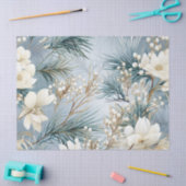 Vintag Inspiriert Pastel Winter Blue Floral Seidenpapier (Basteln)