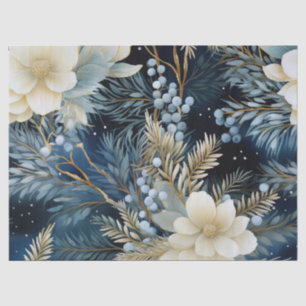 Vintag Inspiriert Pastel Winter Blue Floral Seidenpapier