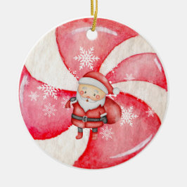 Vintag Inspiriert Peppermint Santa  Keramik Ornament