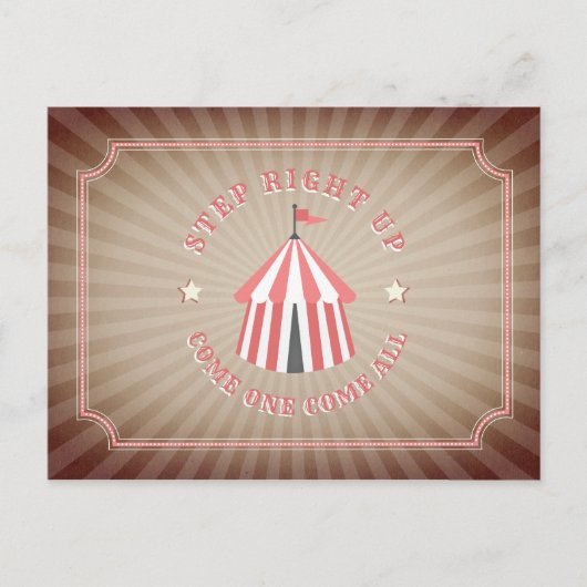Vintag Inspiriert rosa Zirkus Zelt Geburtstag Einladungspostkarte (Vorderseite)