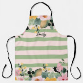 Vintag Inspiriert Rose und grüne Streifen Schürze (Vorderseite)
