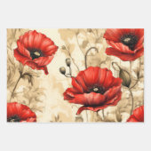 Vintag Inspiriert Rote Poppione Geschenkpapier Set (Vorderseite 3)