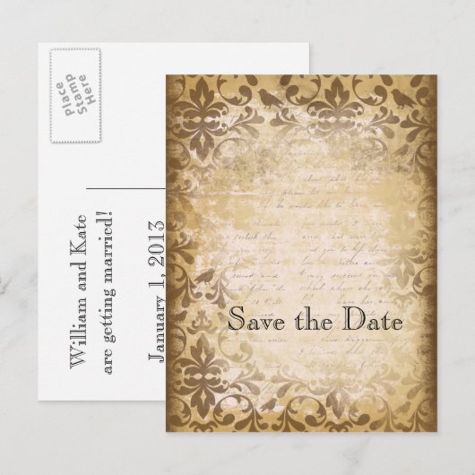 Vintag Inspiriert Save the Date Postkarten (Vorne/Hinten)