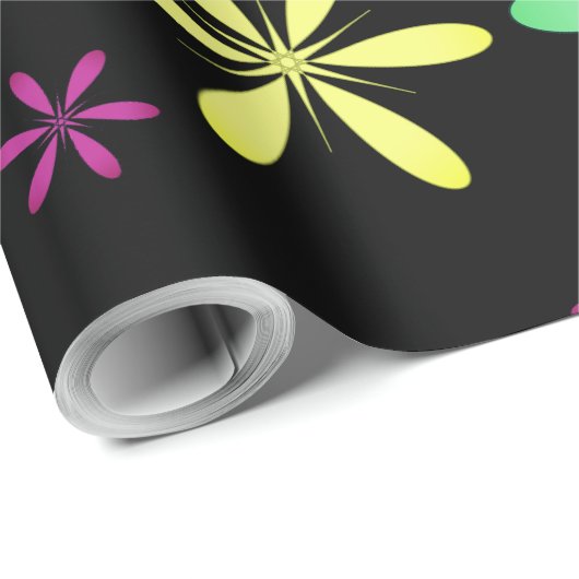 Vintag inspiriert schwarz blühend schwarz geschenkpapier (Rolleneckpunkt)