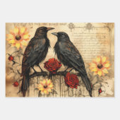 Vintag Inspiriert Sonnenblumen Rote Rosen Raven Geschenkpapier Set (Vorderseite 2)