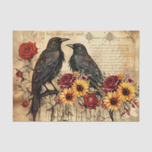 Vintag Inspiriert Sonnenblumen Rote Rosen Raven Seidenpapier