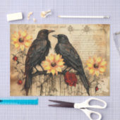 Vintag Inspiriert Sonnenblumen Rote Rosen Raven Seidenpapier (Handwerk)