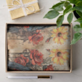 Vintag Inspiriert Sonnenblumen Rote Rosen Raven Seidenpapier (Geschenk)