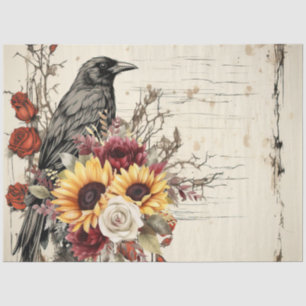 Vintag Inspiriert Sonnenblumen Rote Rosen Raven Seidenpapier