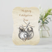 Vintag Inspiriert Steam Punk Hochzeit Einladung (Stehend Vorderseite)