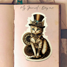 Vintag Inspiriert Steampunk-Katze mit Top-Hut
