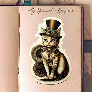 Vintag Inspiriert Steampunk-Katze mit Top-Hut Aufkleber