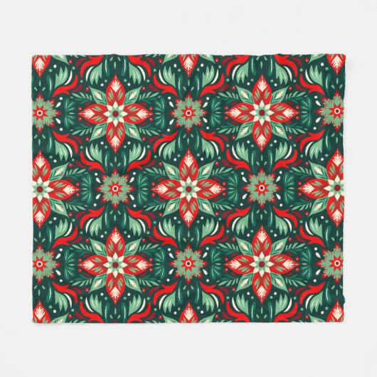 Vintag Inspiriert Weihnachtsblumenmuster Fleecedecke (Vorderseite (Horizontal))