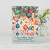 Vintag Inspiriert Weihnachtsfest "Deck the Halls" Einladung (Stehend Vorderseite)