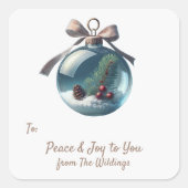 Vintag Inspiriert Weihnachtsgeschenkmarken Quadratischer Aufkleber (Vorderseite)