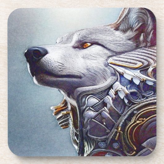 Vintag Inspiriert Wolf Head Art - Nostalgisch Getränkeuntersetzer (Vorderseite)